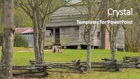  Presentation with wood log - PPT theme consisting of cabin wood building structure homestead background and a violet colored foreground