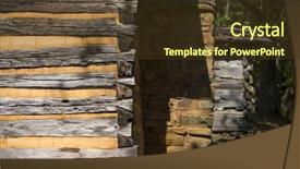  Presentation with wood log - Slide deck having cabin wood building structure homestead background and a tawny brown colored foreground