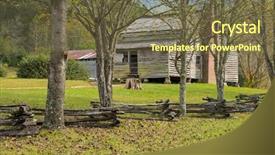  Presentation with wood log - Slide set featuring cabin wood building structure homestead background and a tawny brown colored foreground