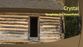  Presentation with wood log - Slide deck consisting of cabin wood building structure homestead background and a tawny brown colored foreground