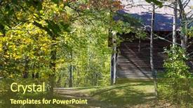  Presentation with wood-log - Slide deck featuring cabin wood building structure homestead background and a tawny brown colored foreground