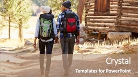  Presentation with walking - PPT layouts having cabin woods - african american couple walking background and a coral colored foreground