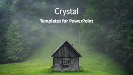  Presentation with house forest - Presentation theme consisting of cabin woods - alone mysterious house background and a dark gray colored foreground