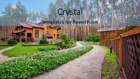  Presentation with cabin forest - Slide deck with cabin woods - big wooden mansion in pine background and a light blue colored foreground