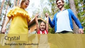  Presentation with mom praying hands - Presentation consisting of cabin woods - cheerful little daughter holding background and a yellow colored foreground