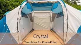  Presentation with tent - Slides having cabin woods - family tent interior installed background and a coral colored foreground