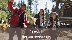  Presentation with father - PPT layouts having cabin woods - father pointing something background and a tawny brown colored foreground