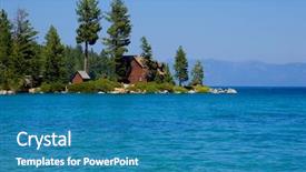  Presentation with tahoe - Theme featuring cabin woods - lake tahoe in summer background and a teal colored foreground