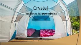  Presentation with tent - Cool new theme with cabin woods - tent interior with mattresses backdrop and a light blue colored foreground