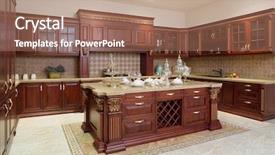  Presentation with kitchen furniture - Colorful slides enhanced with cabinet - modern kitchen interior and furniture backdrop and a coral colored foreground