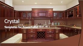  Presentation with kitchen furniture - Slides featuring cabinet - modern kitchen interior and furniture background and a tawny brown colored foreground