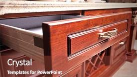  Presentation with empty - Slide set enhanced with cabinet - wooden cupboard with opened empty background and a tawny brown colored foreground