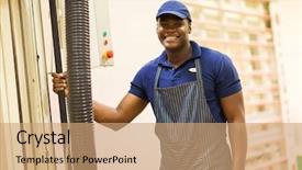  Presentation with hardware komputer - Colorful presentation enhanced with cabinet maker - african male hardware store worker backdrop and a  colored foreground