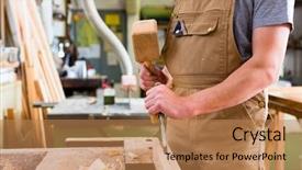  Presentation with chisel - Slide deck having cabinet maker - carpenter with chisel and hammer background and a  colored foreground