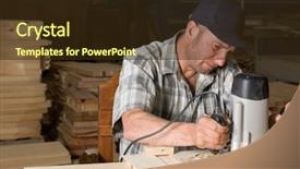  Presentation with woodworking - Presentation theme having cabinet maker - carpenter working in the woodworking background and a tawny brown colored foreground