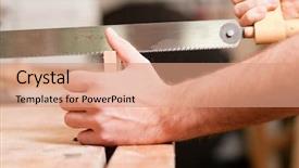  Presentation with carpenter - Amazing PPT theme having cabinet maker - carpenter working on a hand backdrop and a coral colored foreground