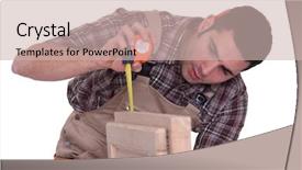  Presentation with cabinet - Audience pleasing slide deck consisting of cabinet maker measuring door backdrop and a soft green colored foreground