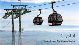  Presentation with lift - Beautiful slide set featuring cabins of ski lift on winter mountain resort backdrop and a light blue colored foreground