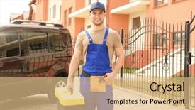  Presentation with electrician - Beautiful PPT layouts featuring  backdrop and a  colored foreground