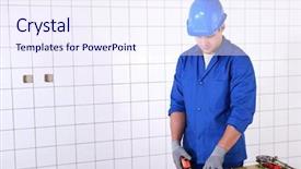  Presentation with copper - Audience pleasing presentation theme consisting of cable calculations - electrician is measuring copper wire backdrop and a sky blue colored foreground