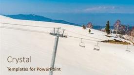  Presentation with snow mountain - Audience pleasing presentation design consisting of cable car at snow mountain in gulmark kashmir india backdrop and a sky blue colored foreground