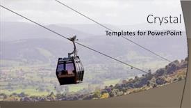  Presentation with cable - Colorful PPT theme enhanced with cable car flying on the mountain a funny transport backdrop and a light gray colored foreground