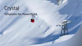  Presentation with winter in the swiss alps - Beautiful PPT layouts featuring cable car in winter alpine backdrop and a light blue colored foreground