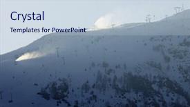  Presentation with machines - Beautiful slide deck featuring cable cars and snow machines at a ski resort huesca pyrenees spain backdrop and a sky blue colored foreground