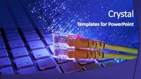  Presentation with network cable - Presentation having cable closeup with fiber optical background and a royal blue colored foreground