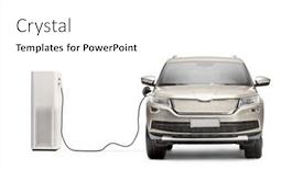  Presentation with electric vehicle - Slide set featuring cable-connected-with-a-vehicle background and a white colored foreground