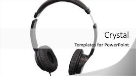  Presentation with headphones - Beautiful presentation featuring cable free - headphones under the light background backdrop and a  colored foreground