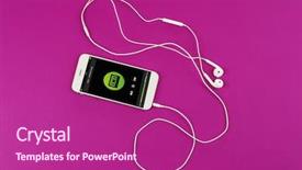  Presentation with skin color natural - Beautiful PPT theme featuring cable free - smartphone with earphones on color backdrop and a  colored foreground