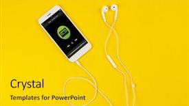  Presentation with surgical masks stack of color - Amazing slide set having cable free - smartphone with earphones on color backdrop and a  colored foreground