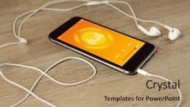  Presentation with prebiotics probiotics a wooden - Audience pleasing slide set consisting of cable free - smartphone with earphones on wooden backdrop and a  colored foreground