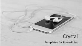  Presentation with prebiotics probiotics a wooden - Cool new slide deck with cable free - smartphone with earphones on wooden backdrop and a  colored foreground