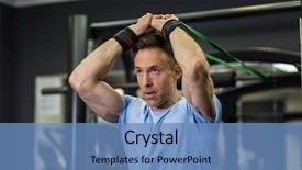  Presentation with band - PPT theme enhanced with cable guy - image of man doing exercise background and a teal colored foreground