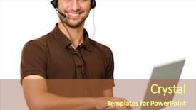  Presentation with laptop computers around the world backgroun - Slide deck enhanced with cable guy - man with microphone holding laptop background and a red colored foreground