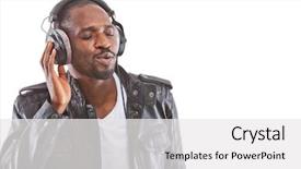  Presentation with old man and his music - PPT theme consisting of cable guy - young black man listening background and a white colored foreground