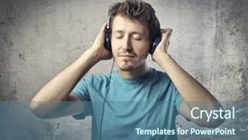  Presentation with old man and his music - Cool new slide deck with cable guy - young man listening to music backdrop and a ocean colored foreground