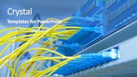  Presentation with fiber - Beautiful PPT theme featuring cable internet - fiber network server backdrop and a teal colored foreground