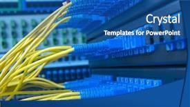  Presentation with fiber optic - PPT layouts having cable internet - serve with technology style background and a ocean colored foreground