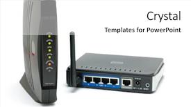  Presentation with cable - Amazing PPT theme having cable modem and wireless router backdrop and a white colored foreground