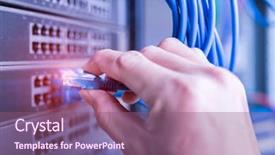  Presentation with network cable - PPT layouts featuring cable on the switch hub background and a violet colored foreground