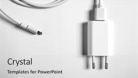  Presentation with power cable - Slides having cable phone chargers on white background and a  colored foreground