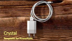  Presentation with underground cable - Amazing slide set having cable phone chargers on wood backdrop and a  colored foreground