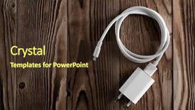  Presentation with cable - Cool new slide deck with cable phone chargers on wood backdrop and a tawny brown colored foreground