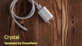  Presentation with wood and sparkle - Cool new theme with cable phone chargers on wood backdrop and a tawny brown colored foreground
