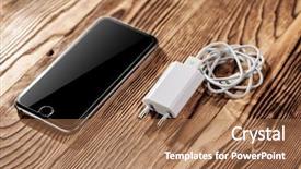  Presentation with wood scraps - PPT layouts consisting of cable phone chargers on wood background and a  colored foreground