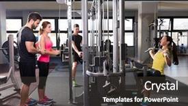  Presentation with workout - Presentation theme featuring cable pulley system gym workout background and a dark gray colored foreground