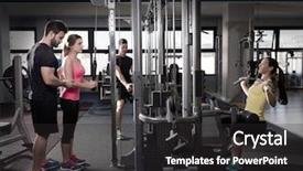  Presentation with workout - Cool new slide set with cable pulley system gym workout backdrop and a dark gray colored foreground